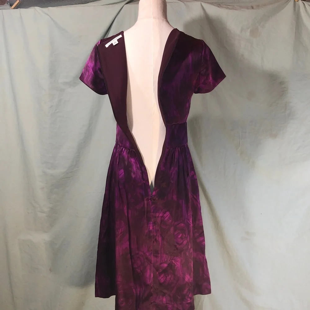 Silk Prom Party Banana Republic Deep Purple Midi Dress Size 0 Small - Picture 10 of 16